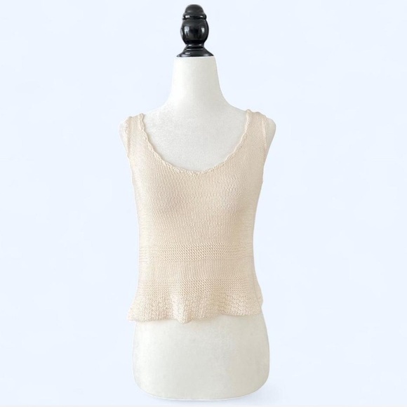 other Tops - Handmade Womens Cream Crochet Knit Tank Top Soft Cottagecore Euro Summer Small